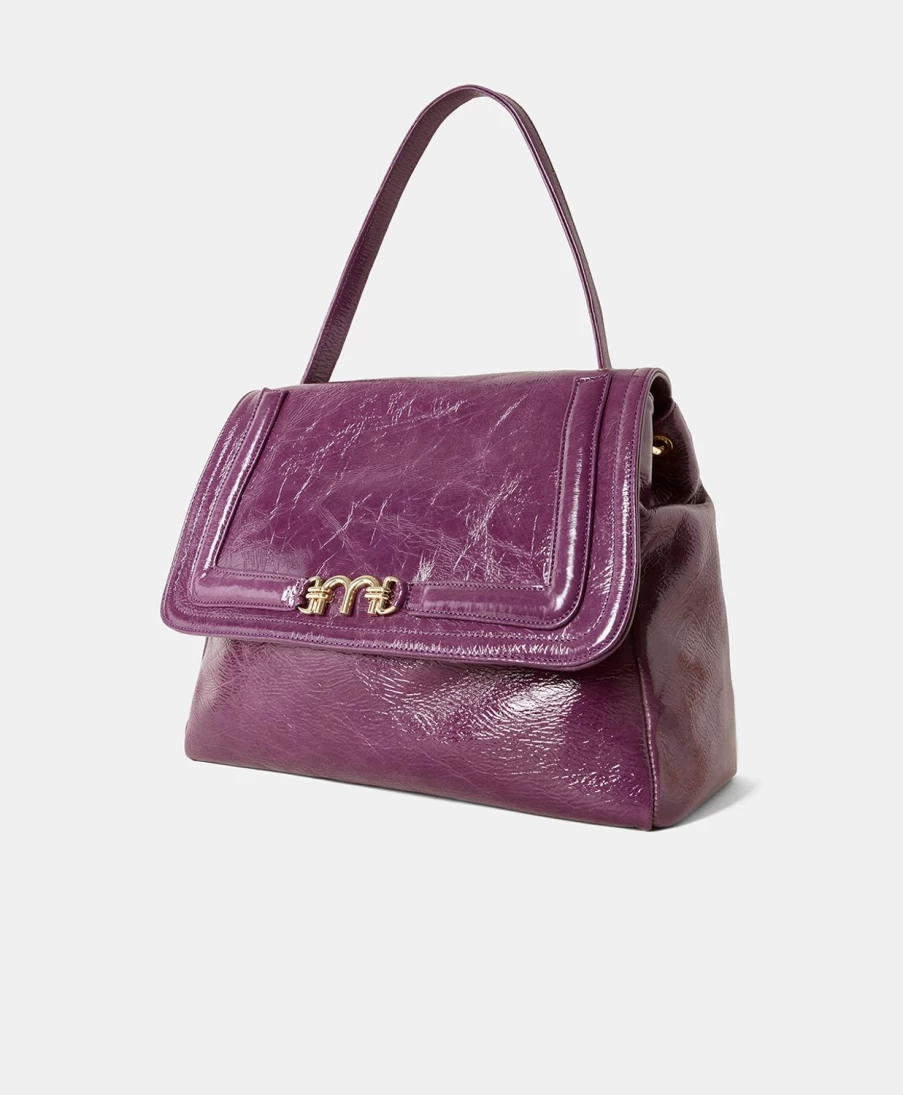 Momoni Women's Flore Bag - Blueberry Naplak Leather Handbag for Women