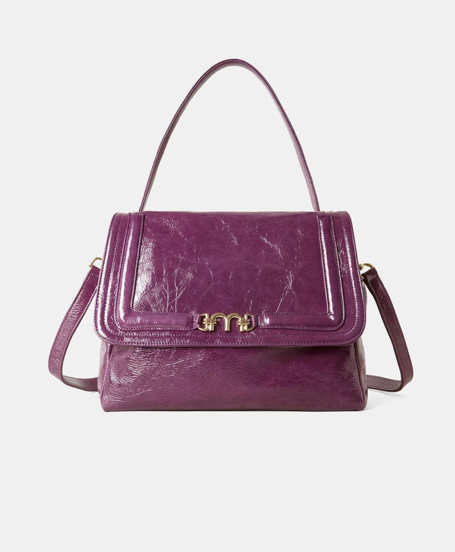 Momoni Women's Flore Bag - Blueberry Naplak Leather Handbag for Women