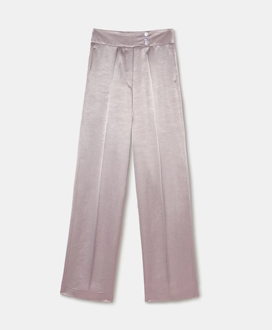 Momoni Women's Cristallo Satin Crepe Pants in Lilac - Elegant High-Waisted Trousers