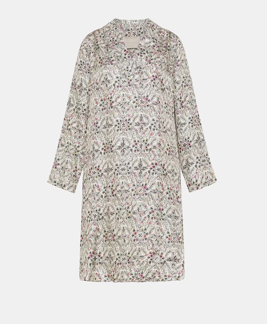 Momoni Women's Printed Silk Twill Dress - Multicolor Floral Design