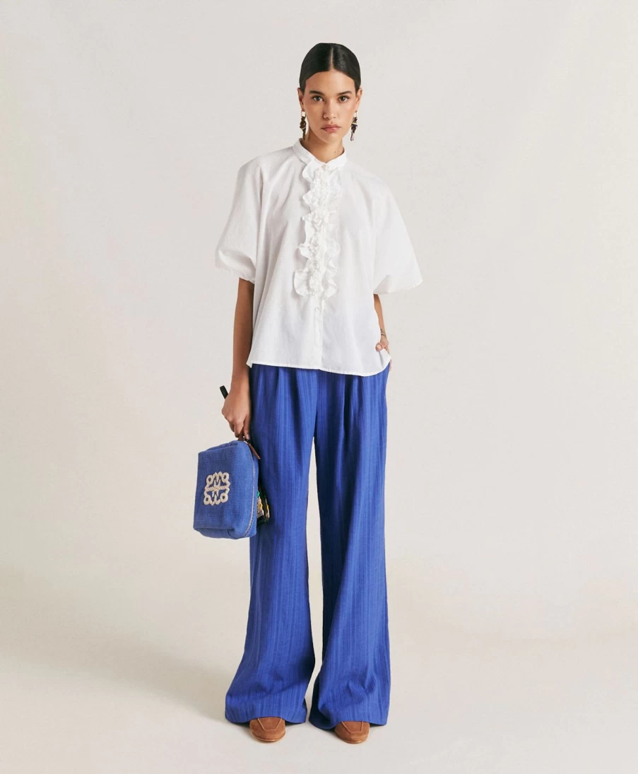 Momoni Women's Blue Lanzarote Gauze Pants - Lightweight & Comfortable