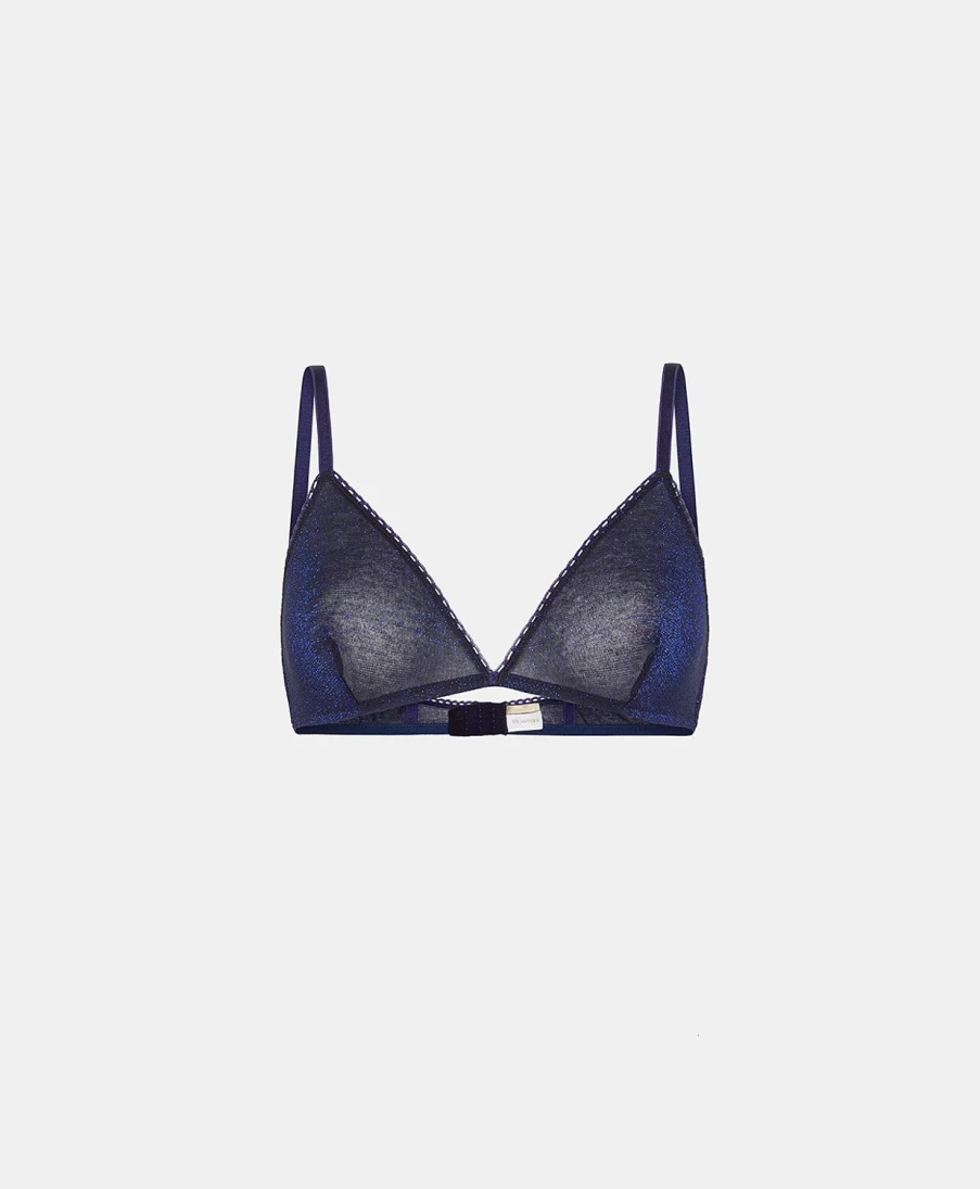 Momoni Women's Blue Amethist Lurex Jersey Bra - Elegant & Comfortable Lingerie