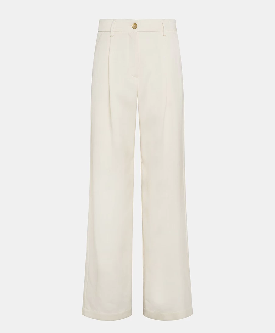 Momoni Women's Austin Pant - Elegant Viscose Wool Blend in Cream for Comfort & Style