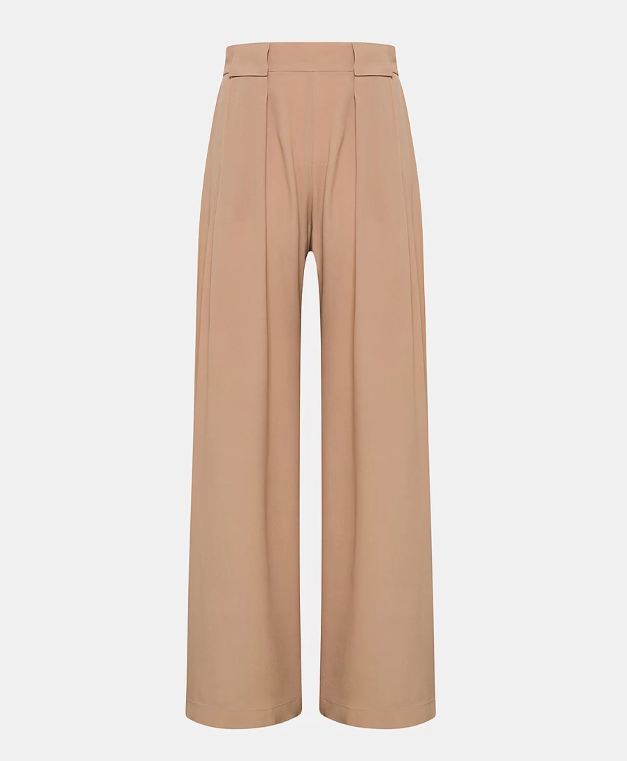 Momoni Women's Aspen Pant - Plain Acetate Silk Trousers in Nude