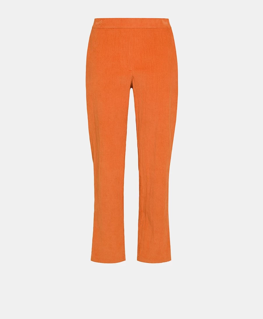 Momoni Women's Haiti Stretch Ribbed Pant in Orange - Comfortable Co/Mo Fit