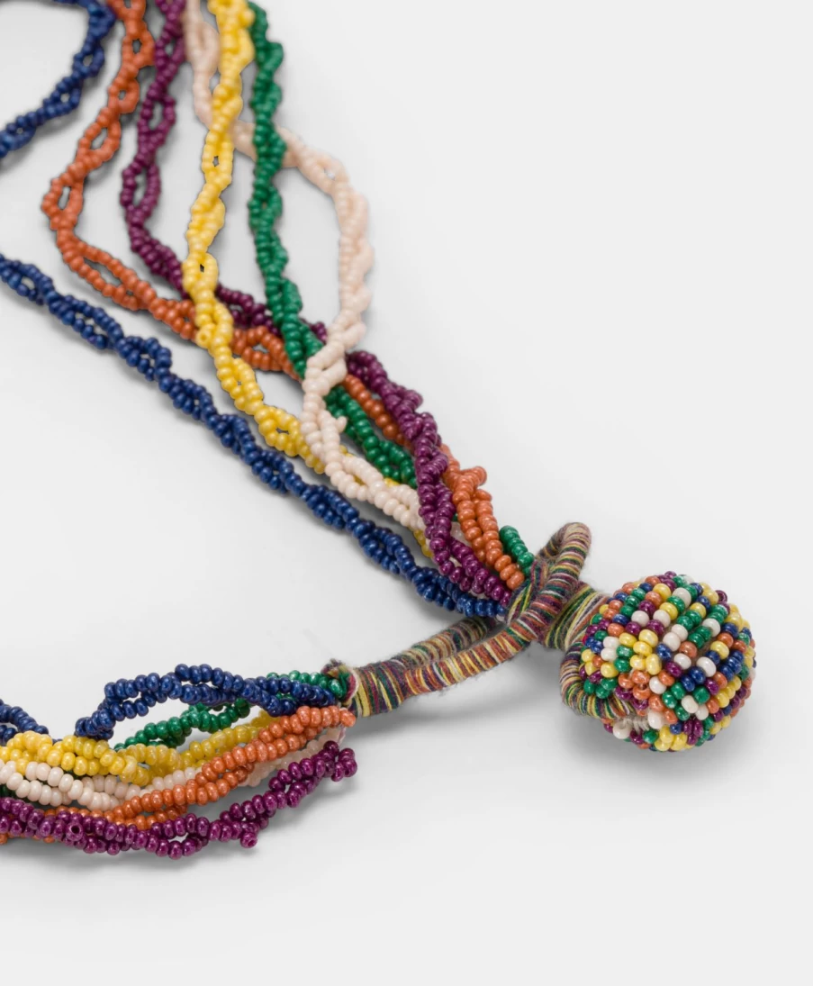 Momoni Women's Green and Multicolor Beaded Rubiela Necklace - Handcrafted Beaded Jewelry