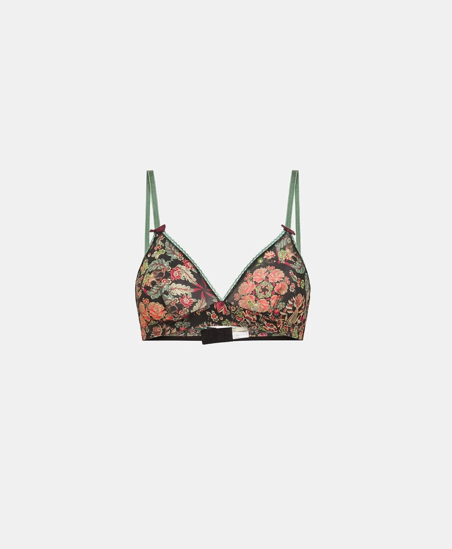 Momoni Women's Tutu Bra - Printed Nylon Lingerie in Black & Red