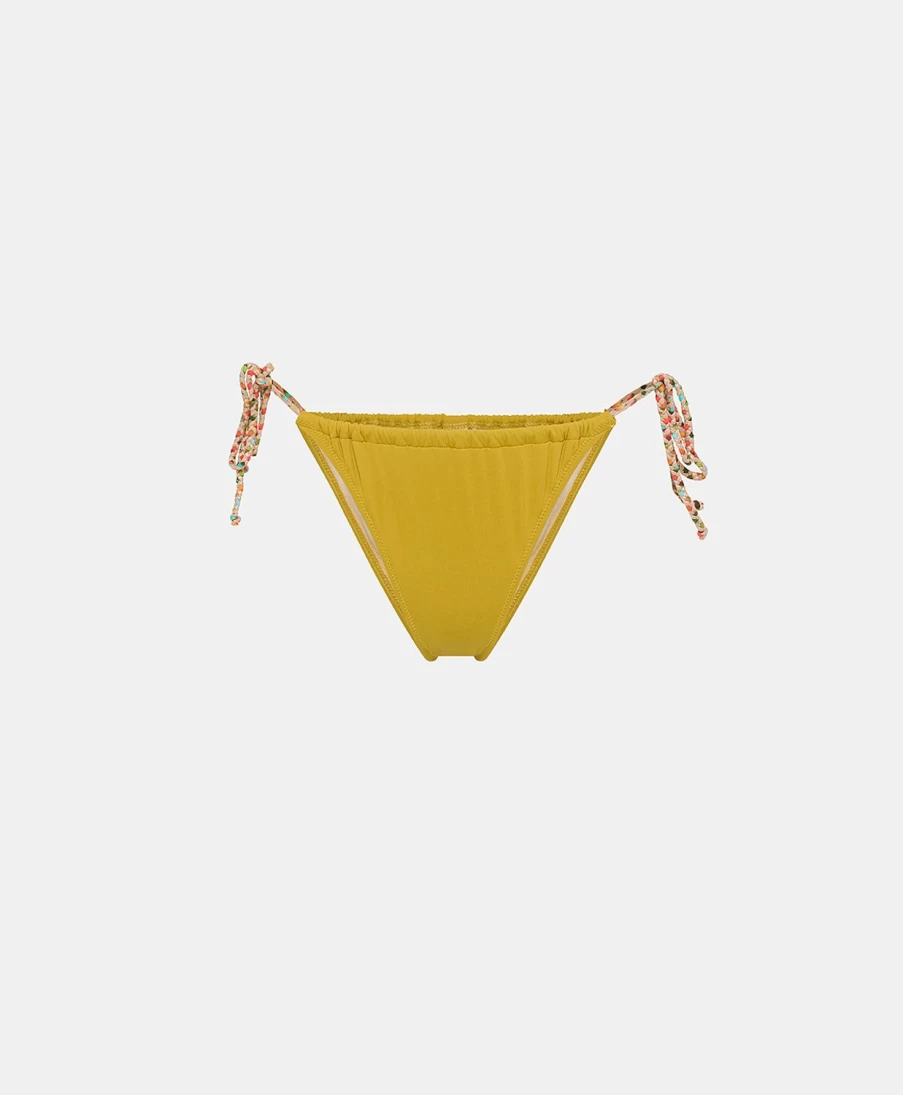 Momoni Women's Oil Green Romantica Bikini Bottom with Braided Straps - Sexy Swimwear Beachwear