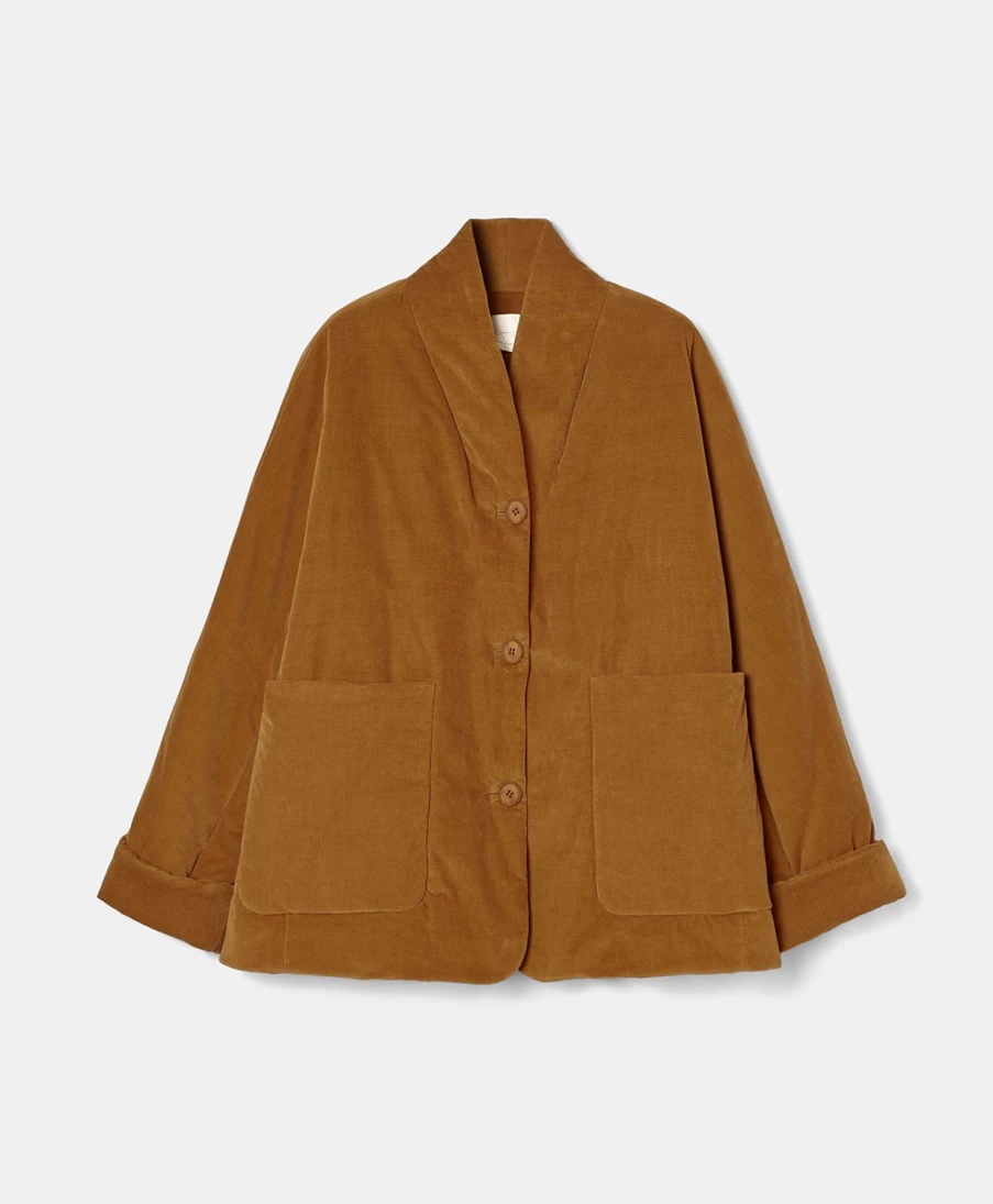 Momoni Women's Peach Stretch Corduroy Gilda Coat