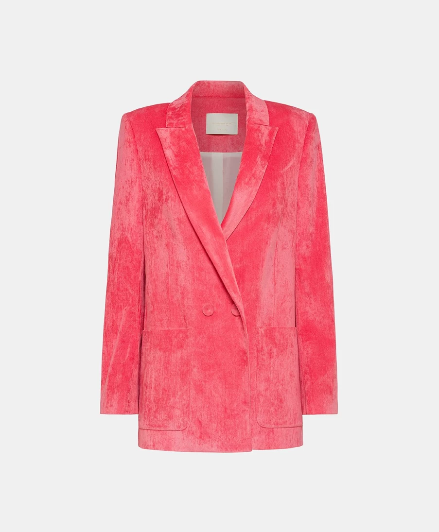 Momoni Women's Elegant Smooth Velvet Pierre Jacket with Big Bubble Detail