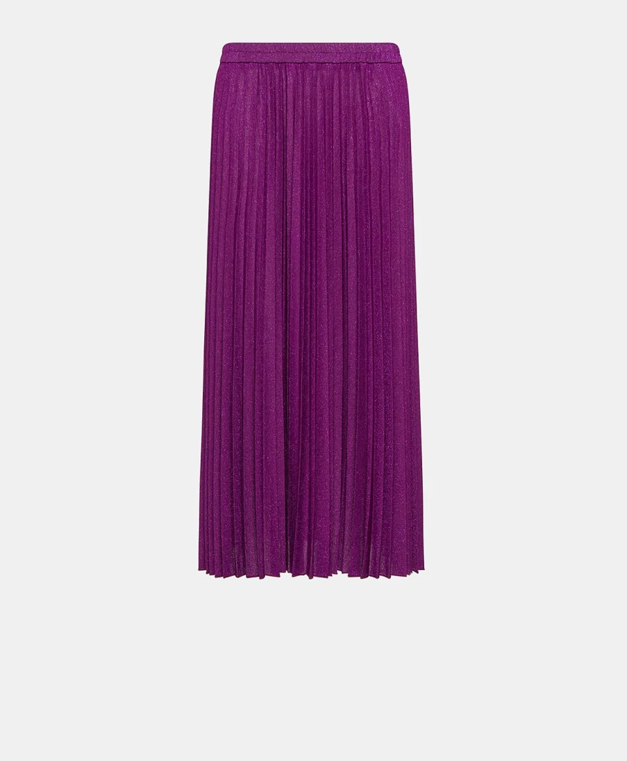 Momoni Women's Emi Lurex Jersey Skirt in Cyclamen Pink - Elegant Stretch Party Mini Skirt