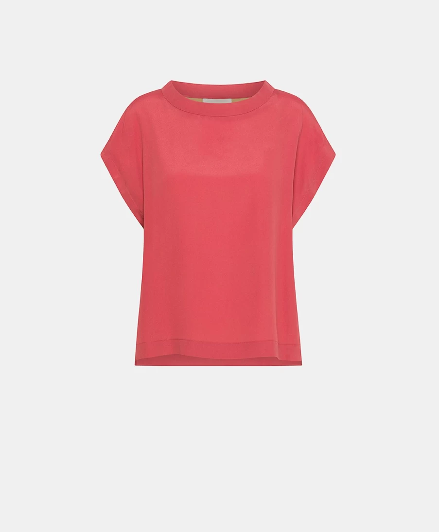 Momoni Women's Burgundy Curacao Blouse - Plain Acetate Silk Top