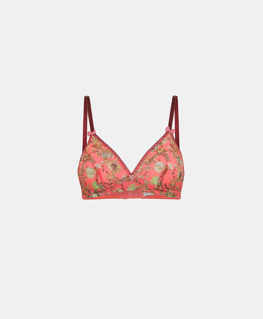 Momoni Women's Tutu Bra - Printed Nylon Lingerie in Pink & Camel