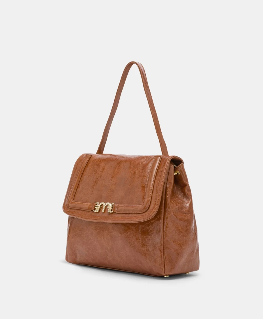Momoni Women's Flore Bag in Naplak Leather - Burnt Brown Handbag for Women