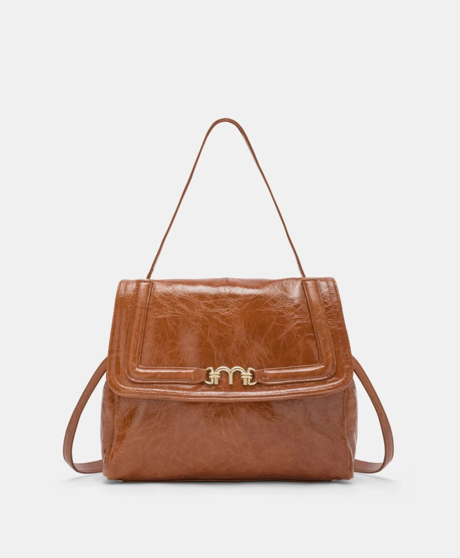 Momoni Women's Flore Bag in Naplak Leather - Burnt Brown Handbag for Women