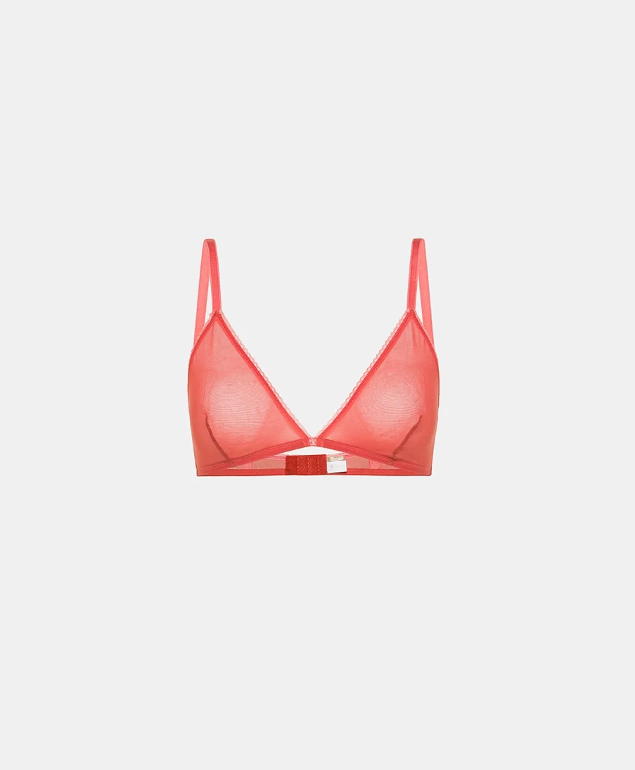 Momoni Women's Amethyst Orange Tulle Bra - Soft Comfort Lingerie