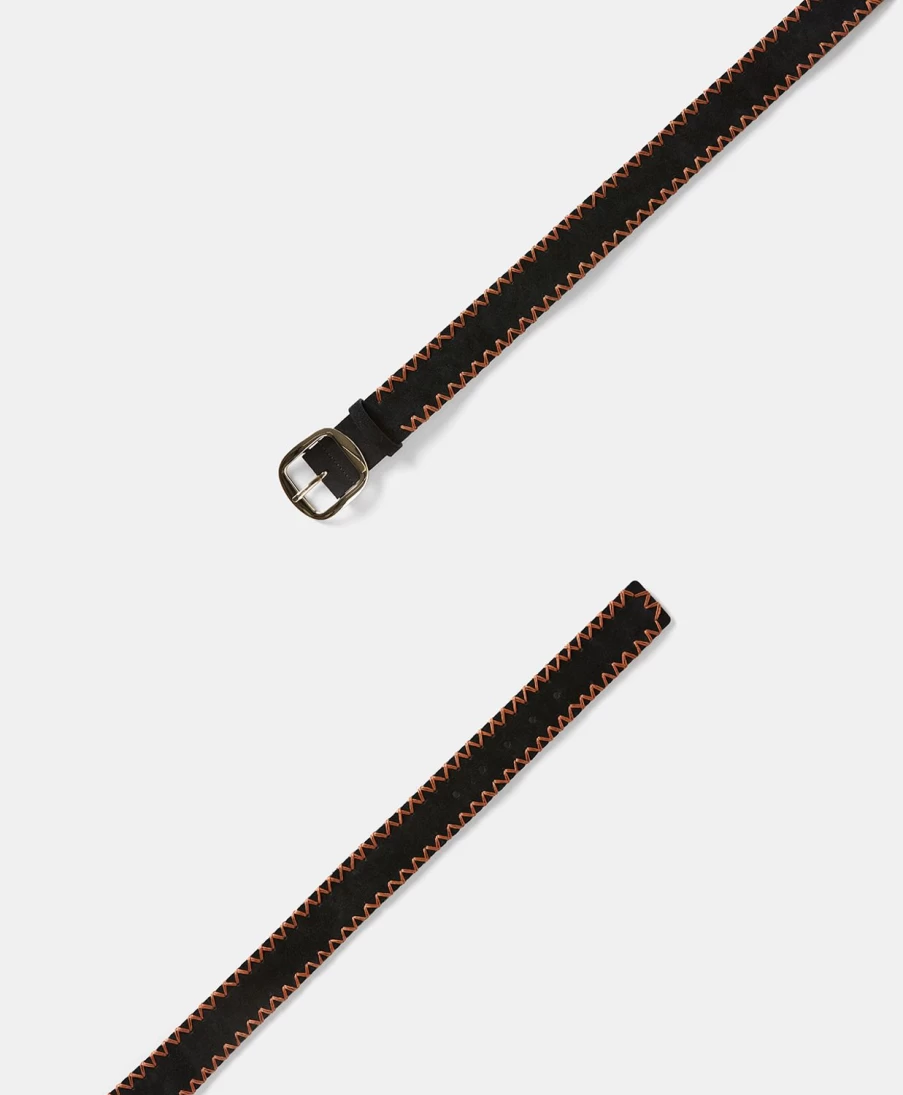 Momoni Women's Lambert Belt - Stylish Black Leather Waist Belt for Women