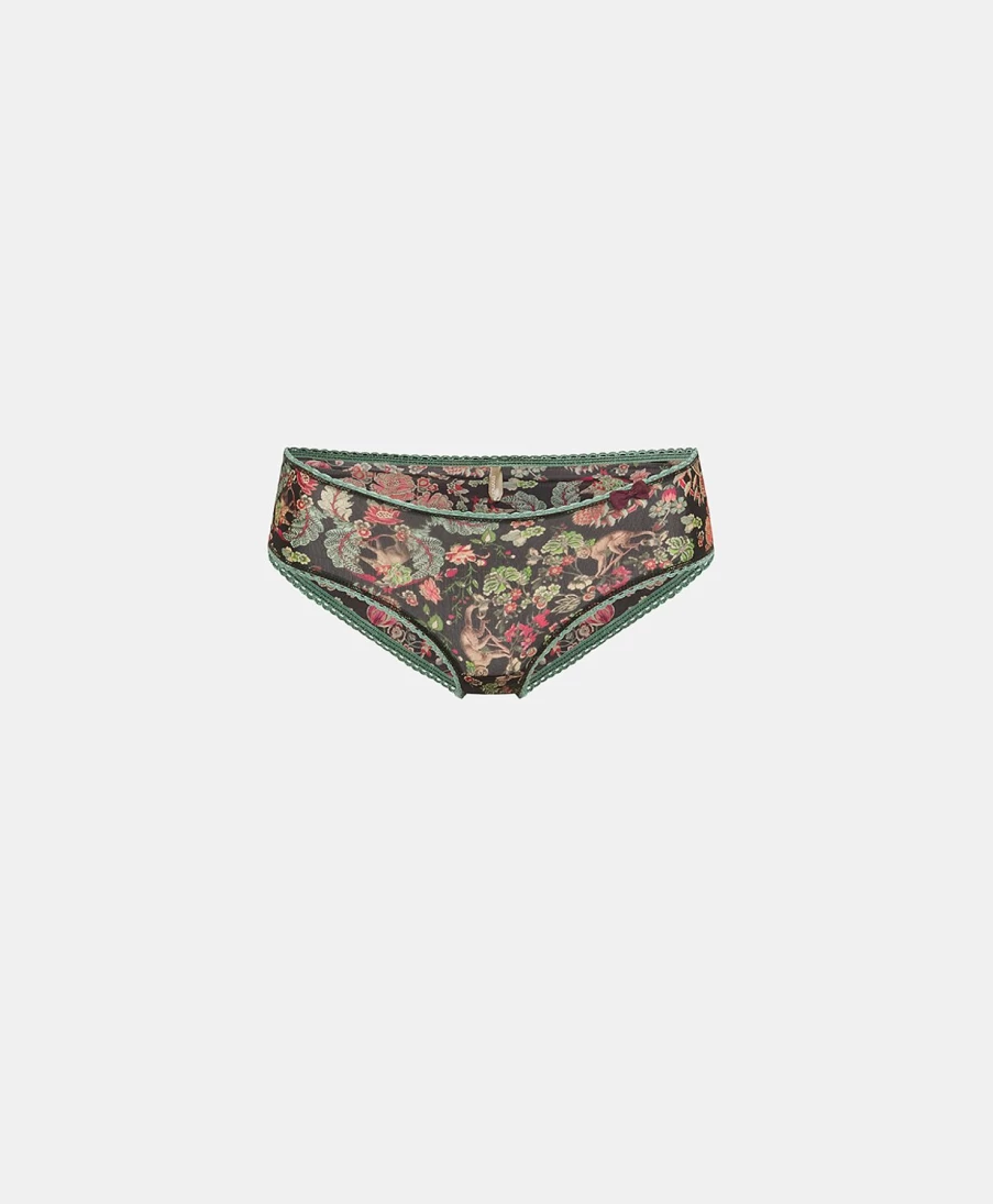 Momoni Women's Amaca Slip-In Printed Nylon Pajama Set - Black & Red Sleepwear