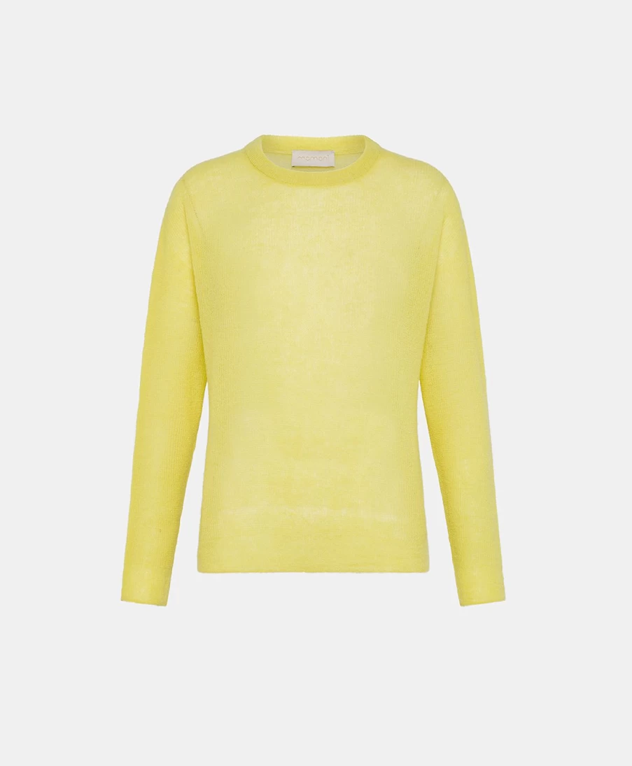 Momoni Women's Ribbed Knitwear Sweater - Lime Green Pullover