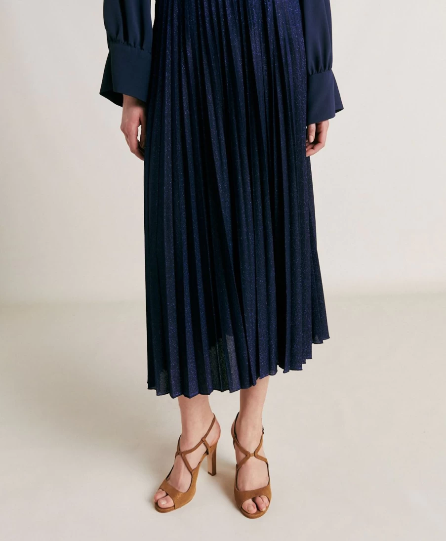 Momoni Women's Blue Lurex Jersey Emi Skirt - Elegant & Stylish