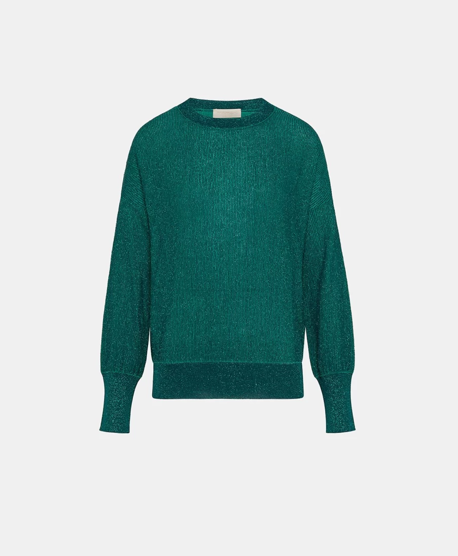 Momoni Women's Emerald Green Alpaca & Lurex Knitwear - Desire Lightweight Sweater