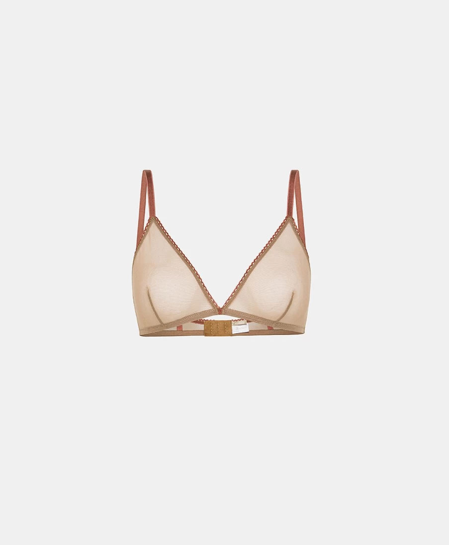 Momoni Women's Amethyst Tulle Bra - Soft Nude Lace Bralette for Comfort