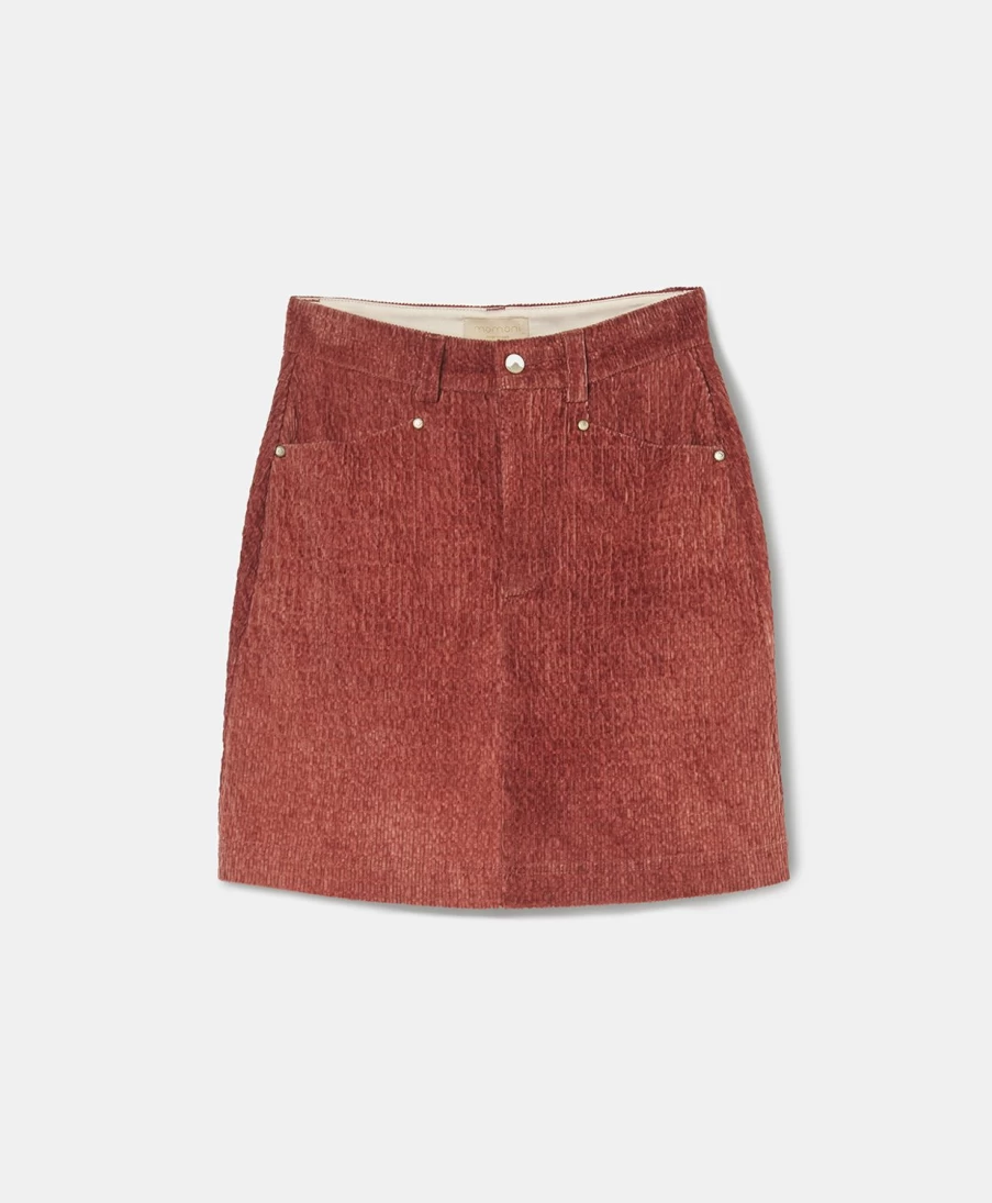 Momoni Women's Cerrosughera Corduroy Skirt - Cold-Dyed Old Rose Vintage Style