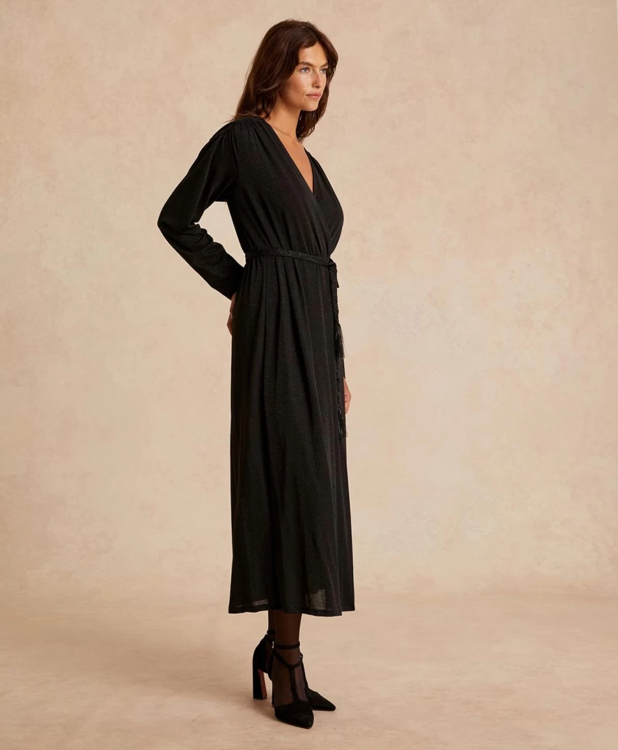 Momoni Women's Black Flavie Lurex Jersey Dress - Elegant & Stylish