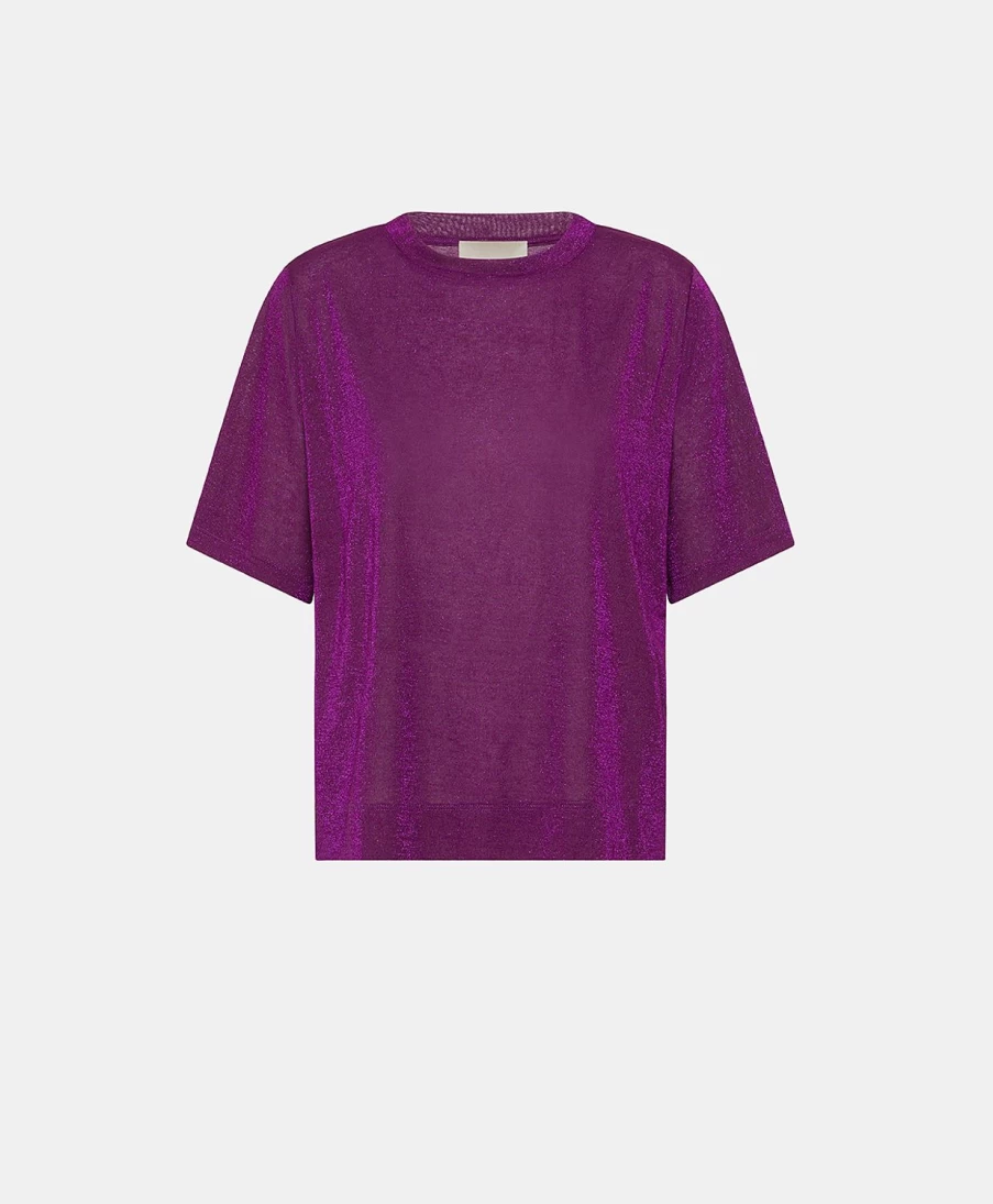 Momoni Women's Lurex Jersey Iora Tshirt in Cyclamen Pink