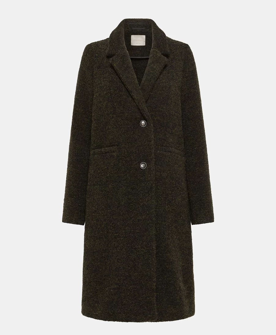 Momoni Women's Dark Green Boucle Alpaca Wool Coat - Belgio Bis Style