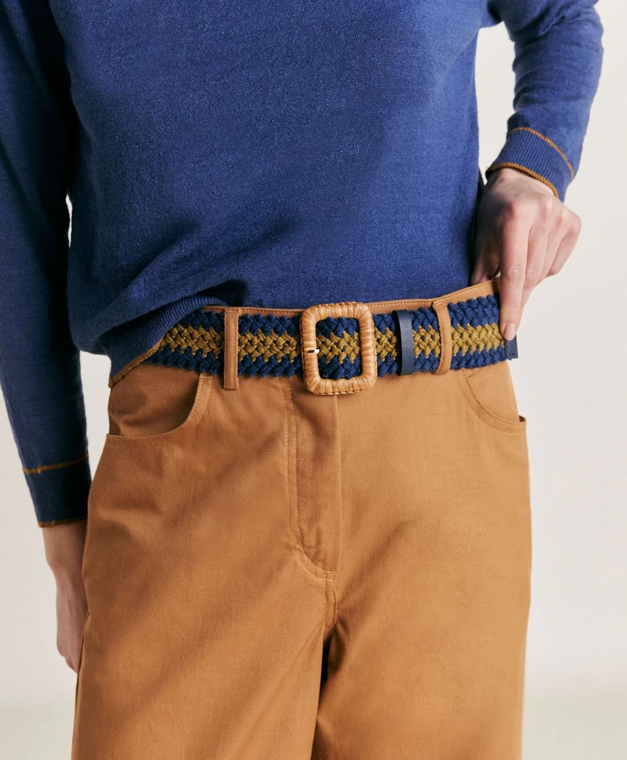 Momoni Women's Malika Belt With Buckle - Blue & Olive Green Fashion Accessory