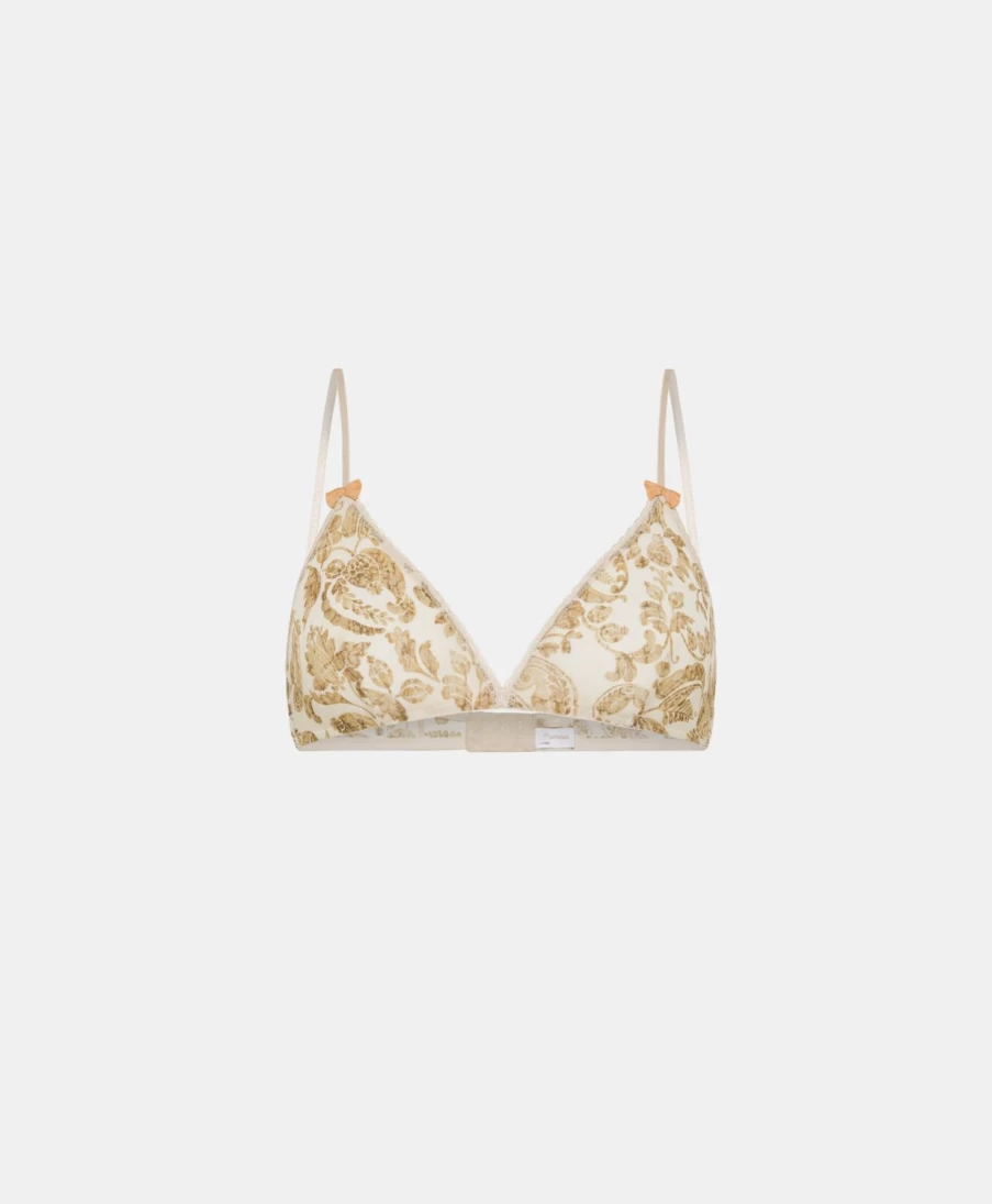 Momoni Women's Amethyst Printed Nylon Bra in Cream & Multicolor - Comfortable & Stylish Lingerie
