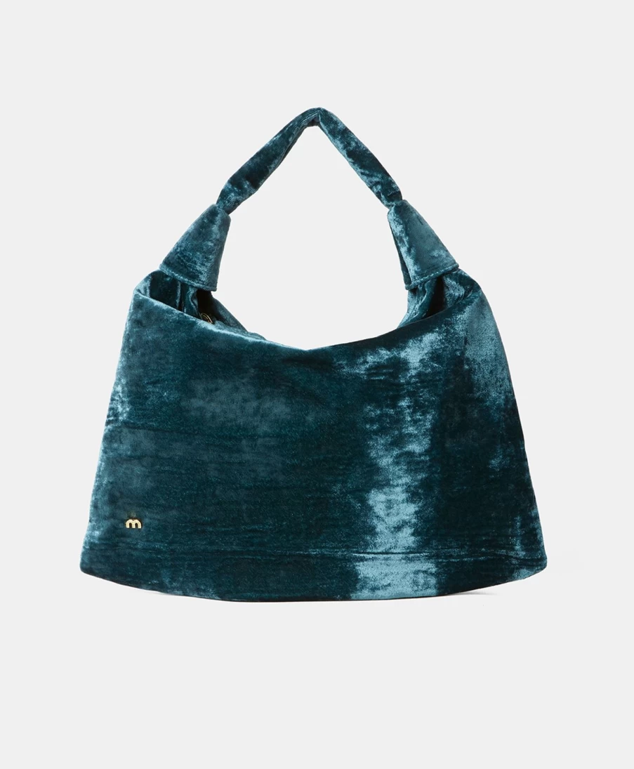 Momoni Women's Francois Velvet Handbag in Teal - Luxury Designer Shoulder Bag