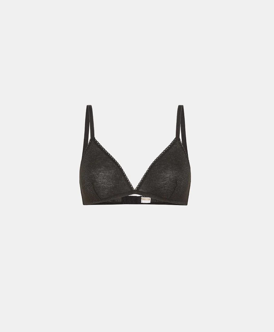 Momoni Women's Black Amethyst Lurex Jersey Bra - Elegant & Comfortable Lingerie